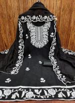 Cotton Black Festival Wear Embroidery Work Dress Material